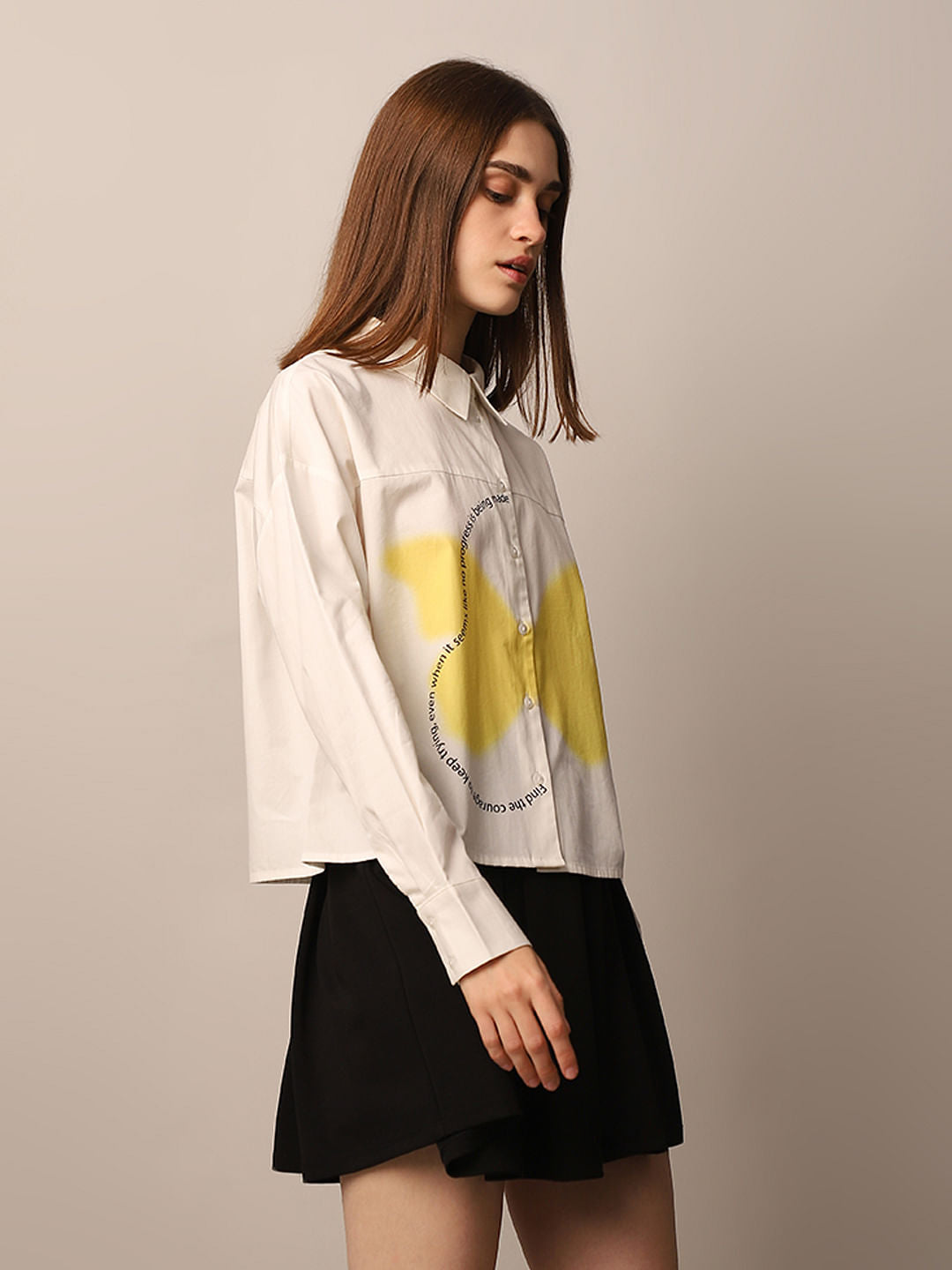 White Printed Poplin Shirt