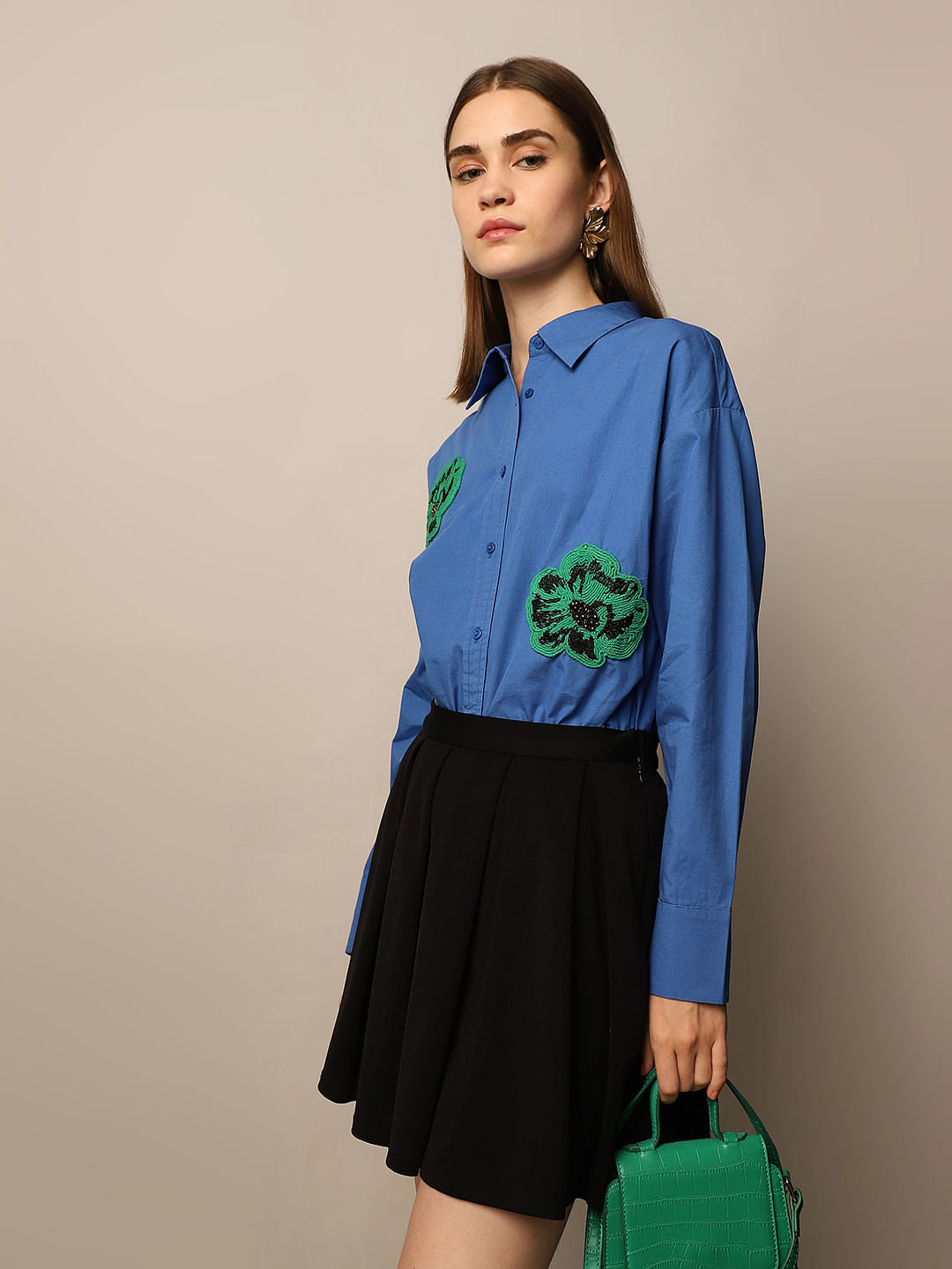 Blue Embellished Shirt