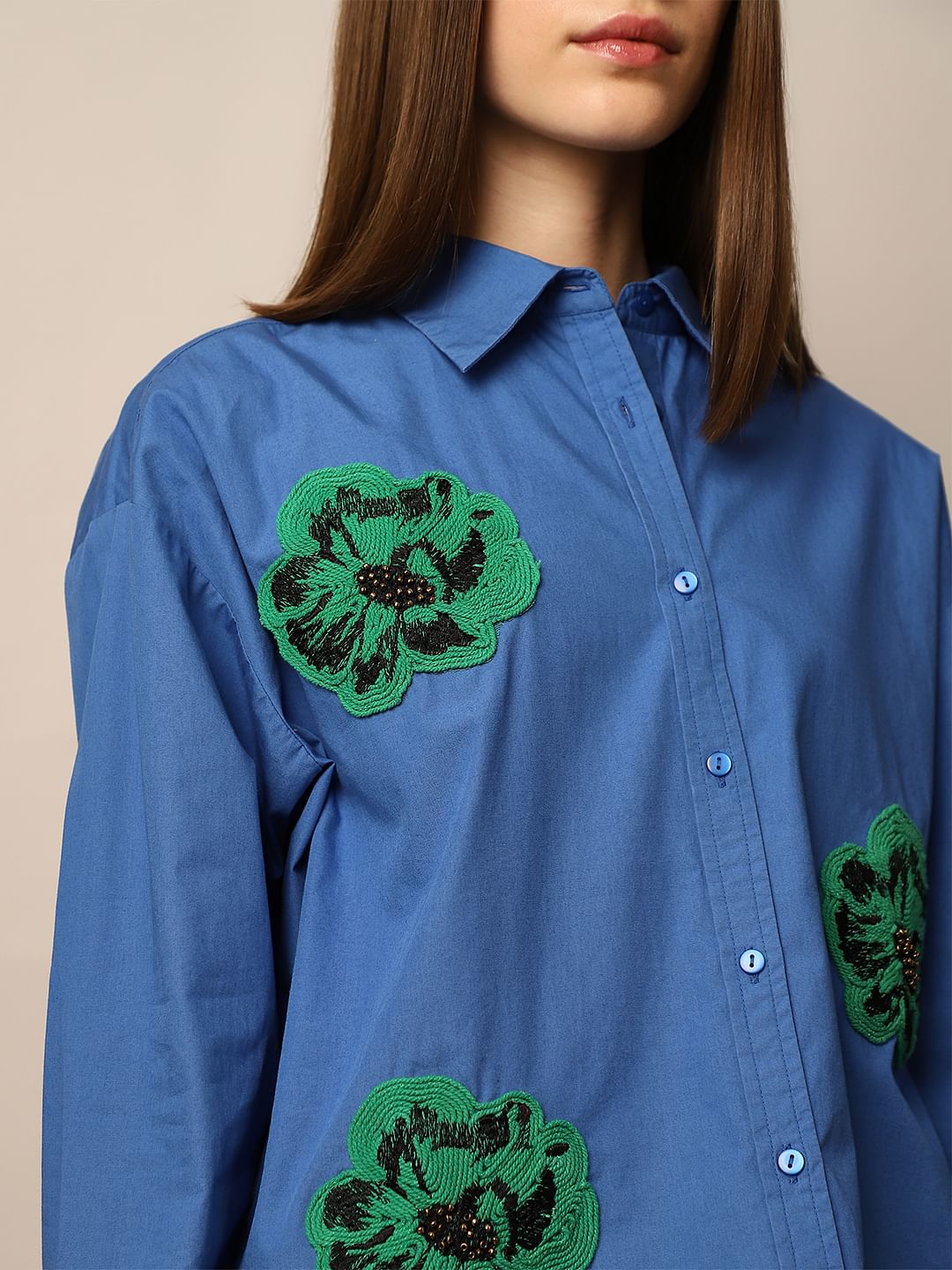 Blue Embellished Shirt