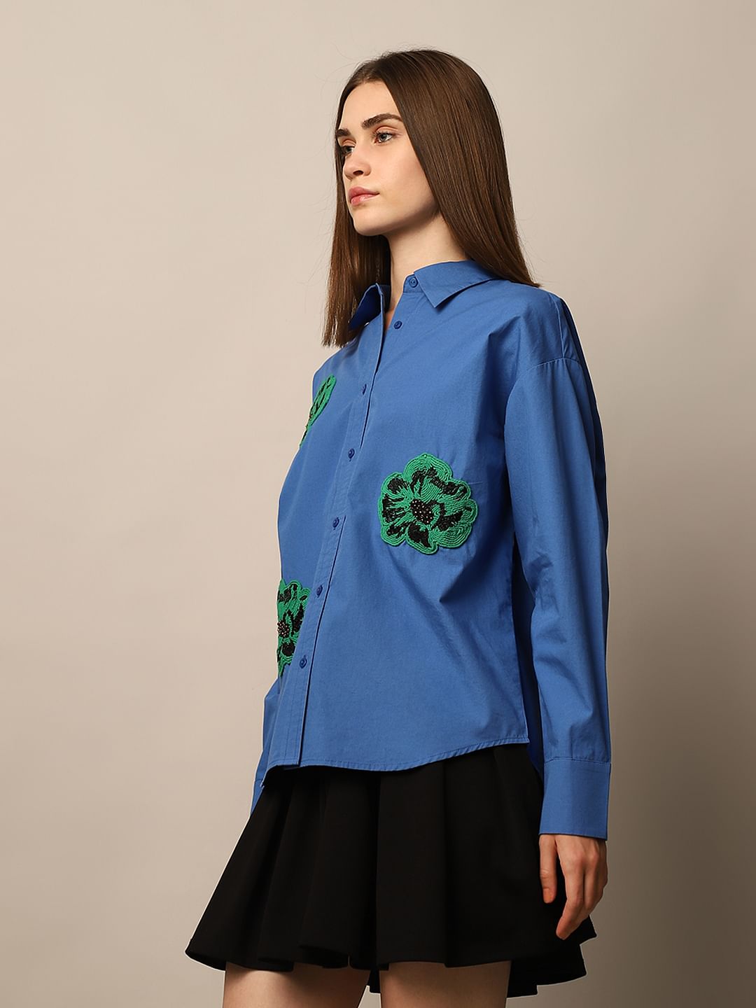 Blue Embellished Shirt