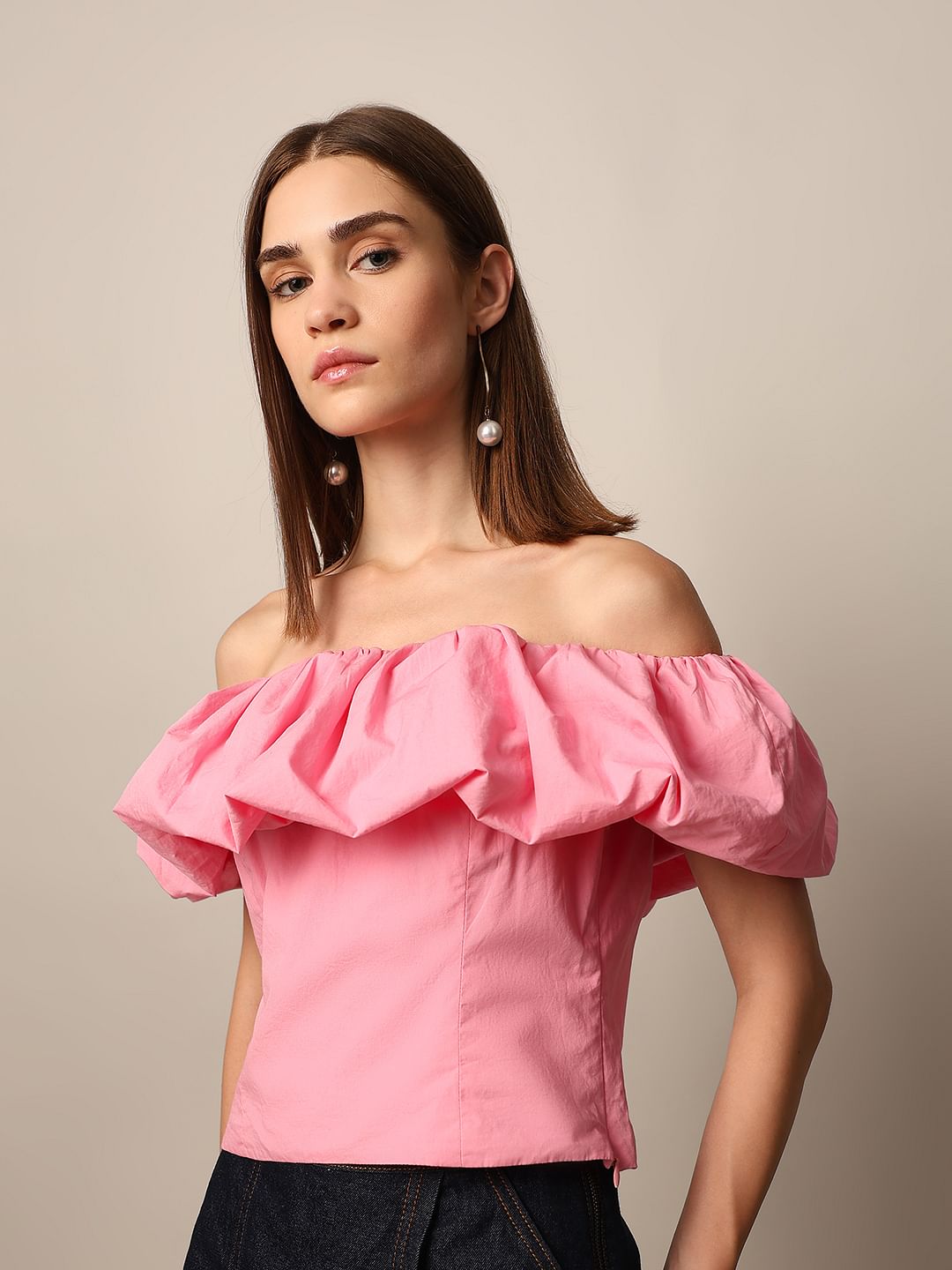 Pink Off-Shoulder Top