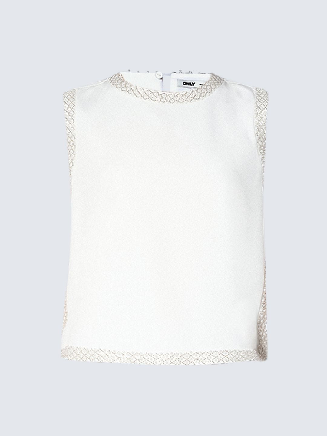 White Bead Embellished Top