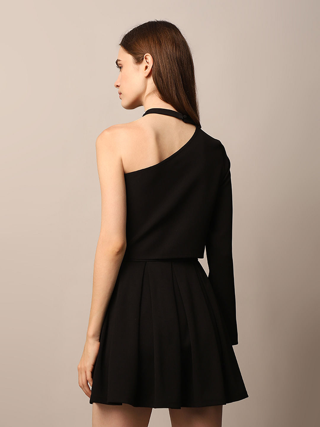 Black Embellished One Shoulder Top