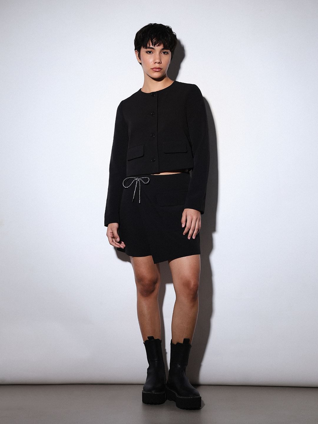 Black Tailored Short Co-Ord Set Jacket