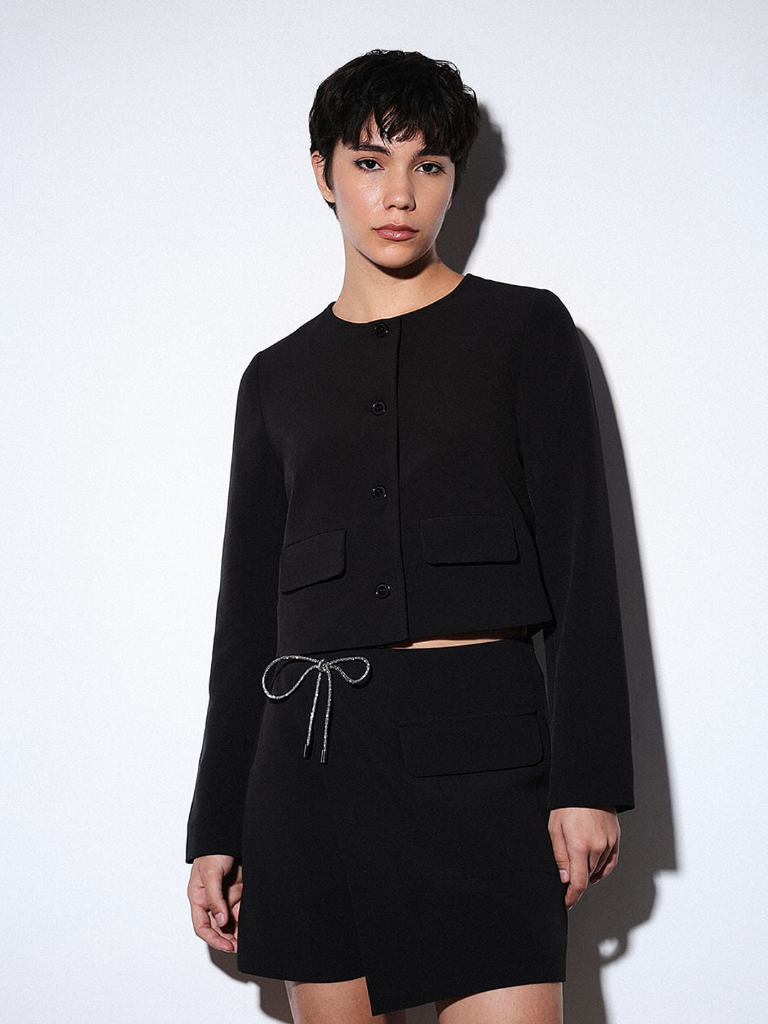 Black Tailored Short Co-Ord Set Jacket