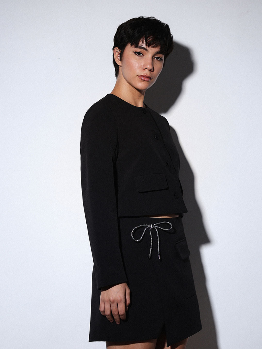 Black Tailored Short Co-Ord Set Jacket