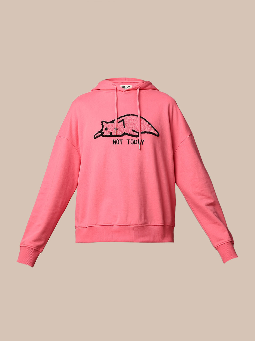 Pink Printed Hooded Sweatshirt