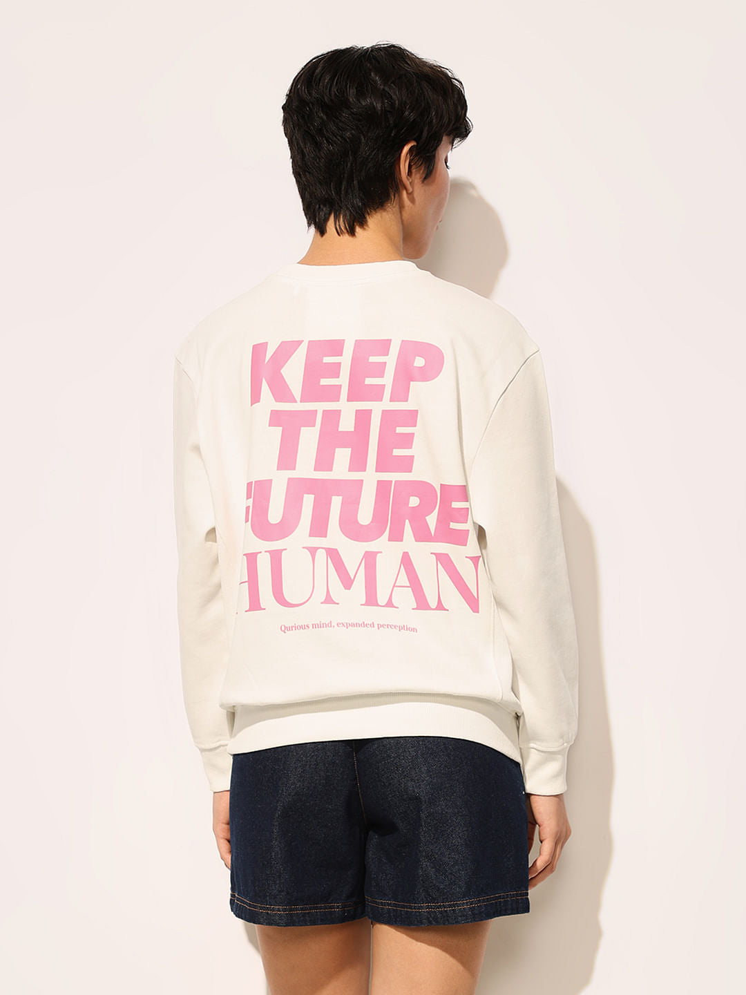 White Slogan Print Sweatshirt