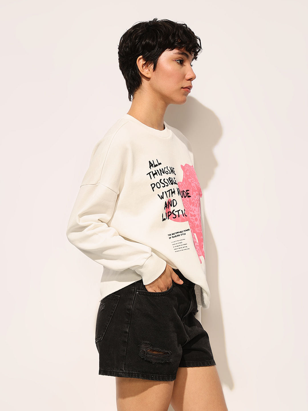 White Printed Sweatshirt