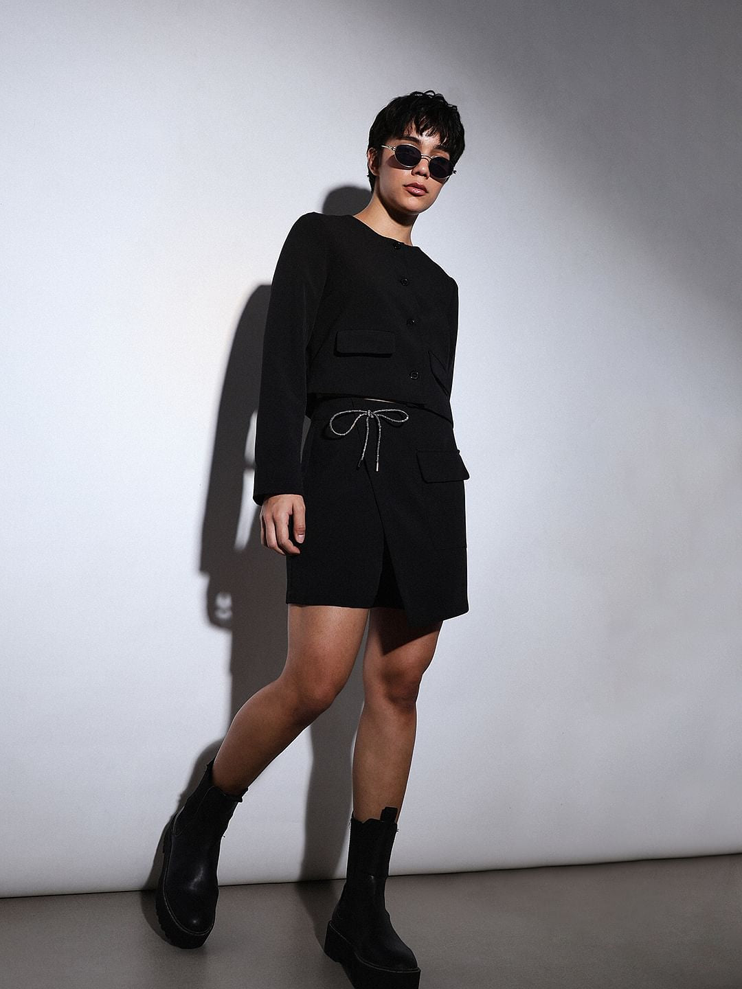 Black Bow Detail Co-Ord Set Skort