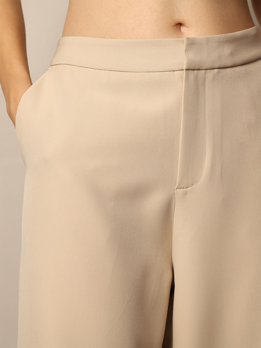 Cream Straight Tailored Pant
