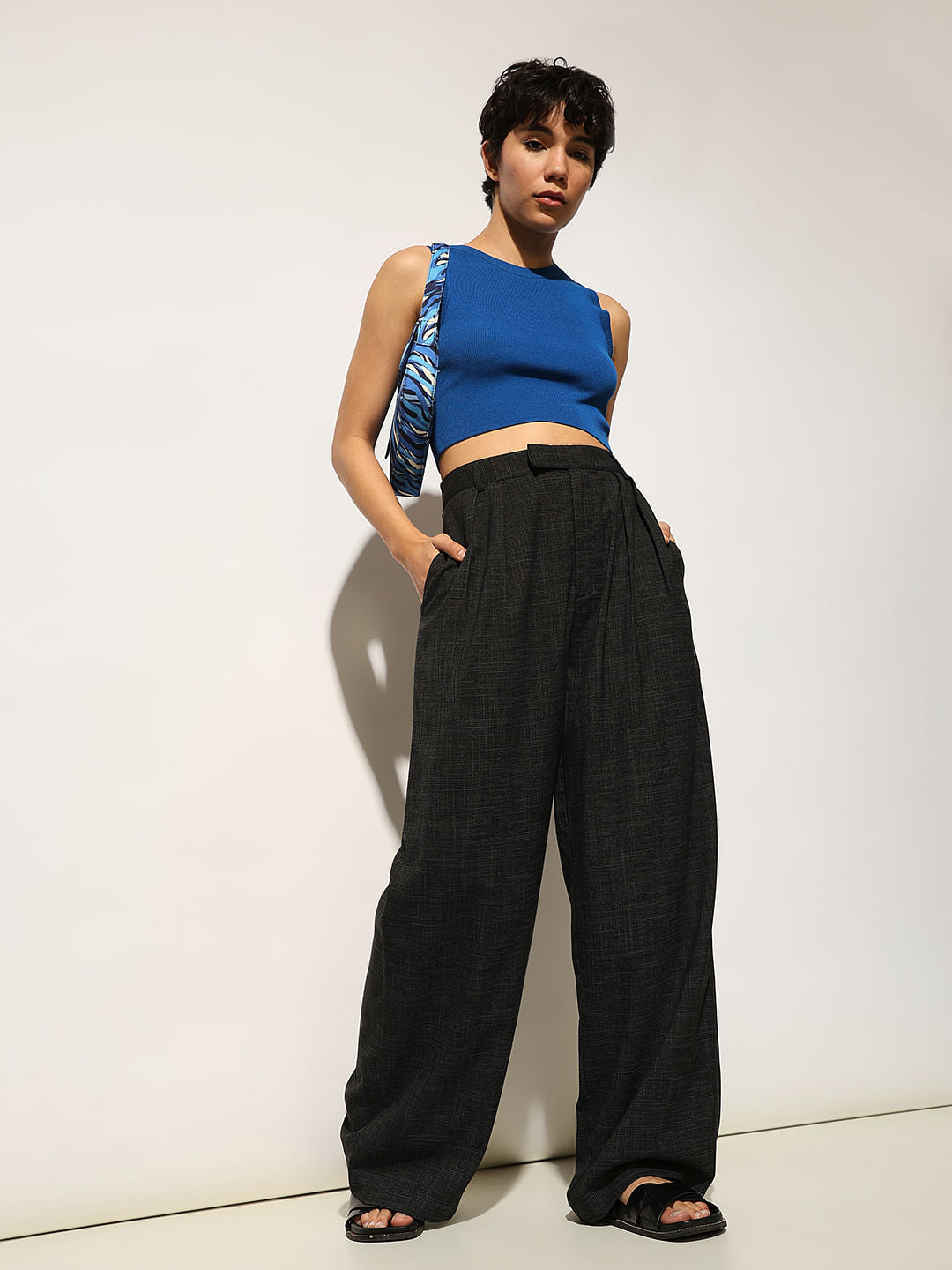 Black High Rise Tailored Pants