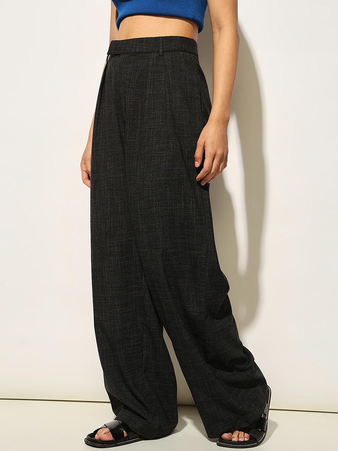 Black High Rise Tailored Pants