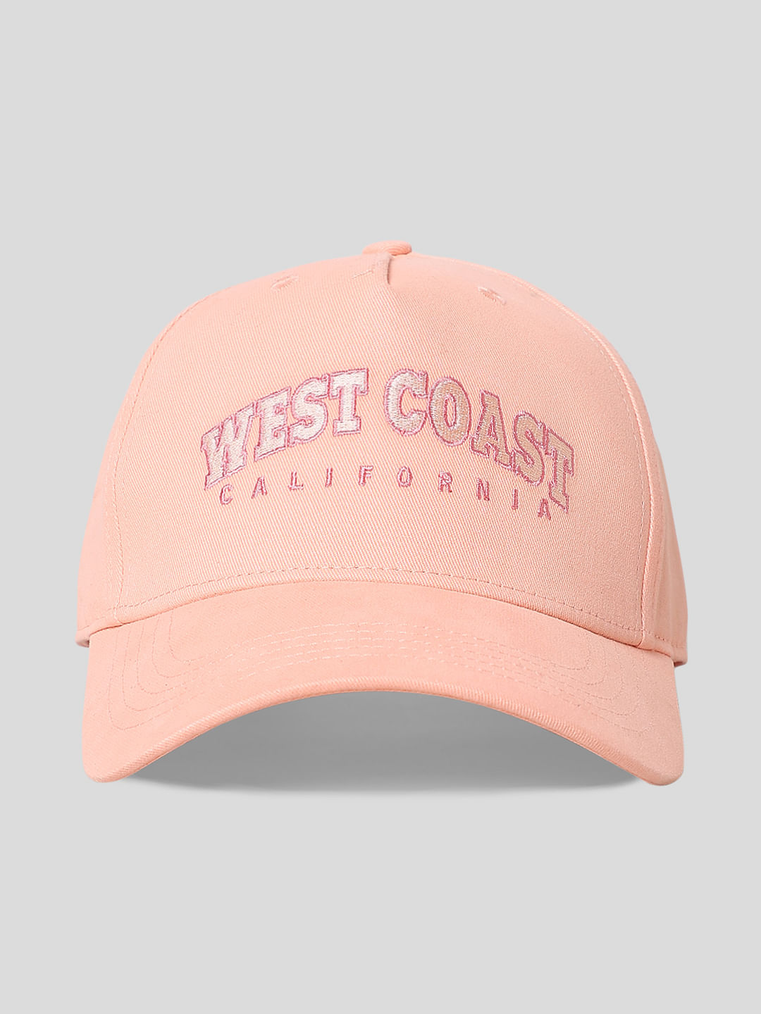 Coral Pink Embroidered Twill Cap