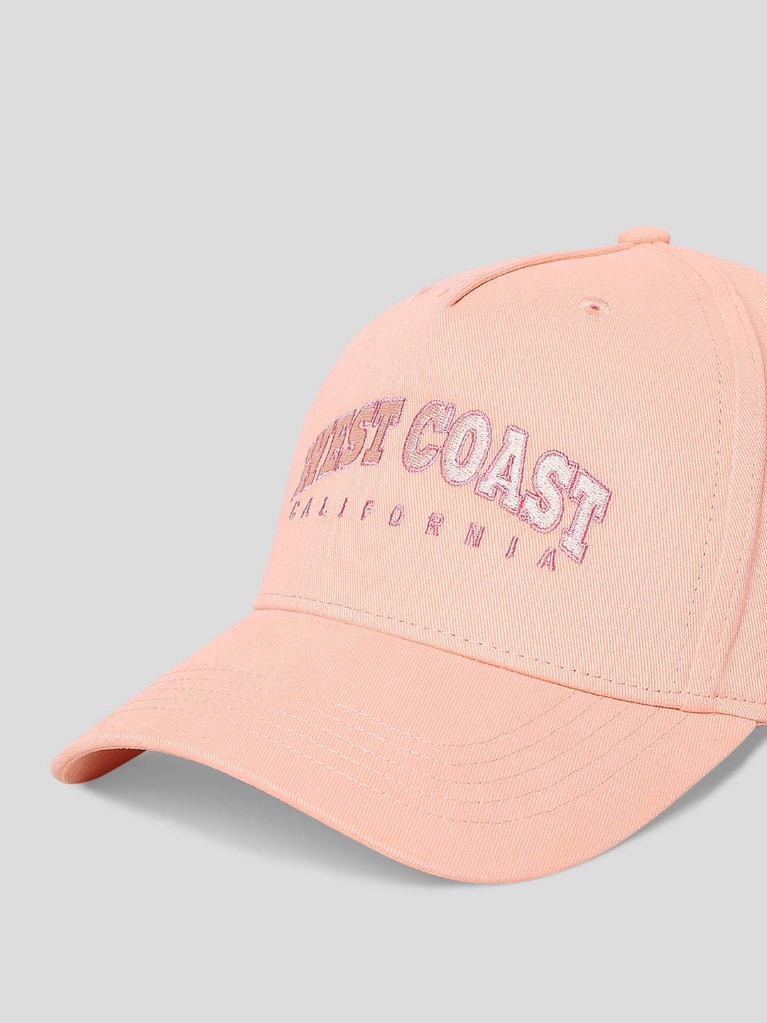 Coral Pink Embroidered Twill Cap