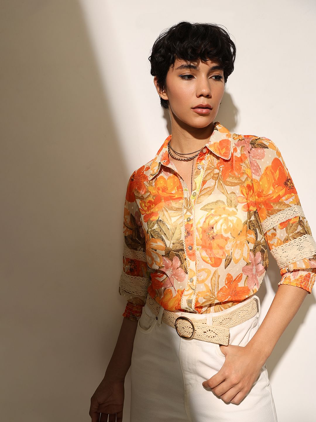 Orange Printed Shirt