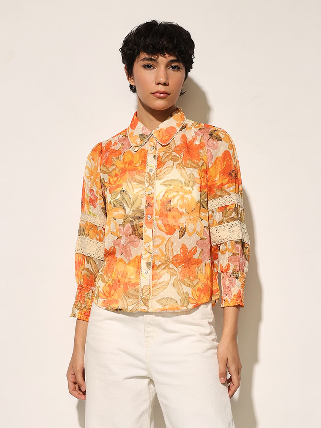 Orange Printed Shirt
