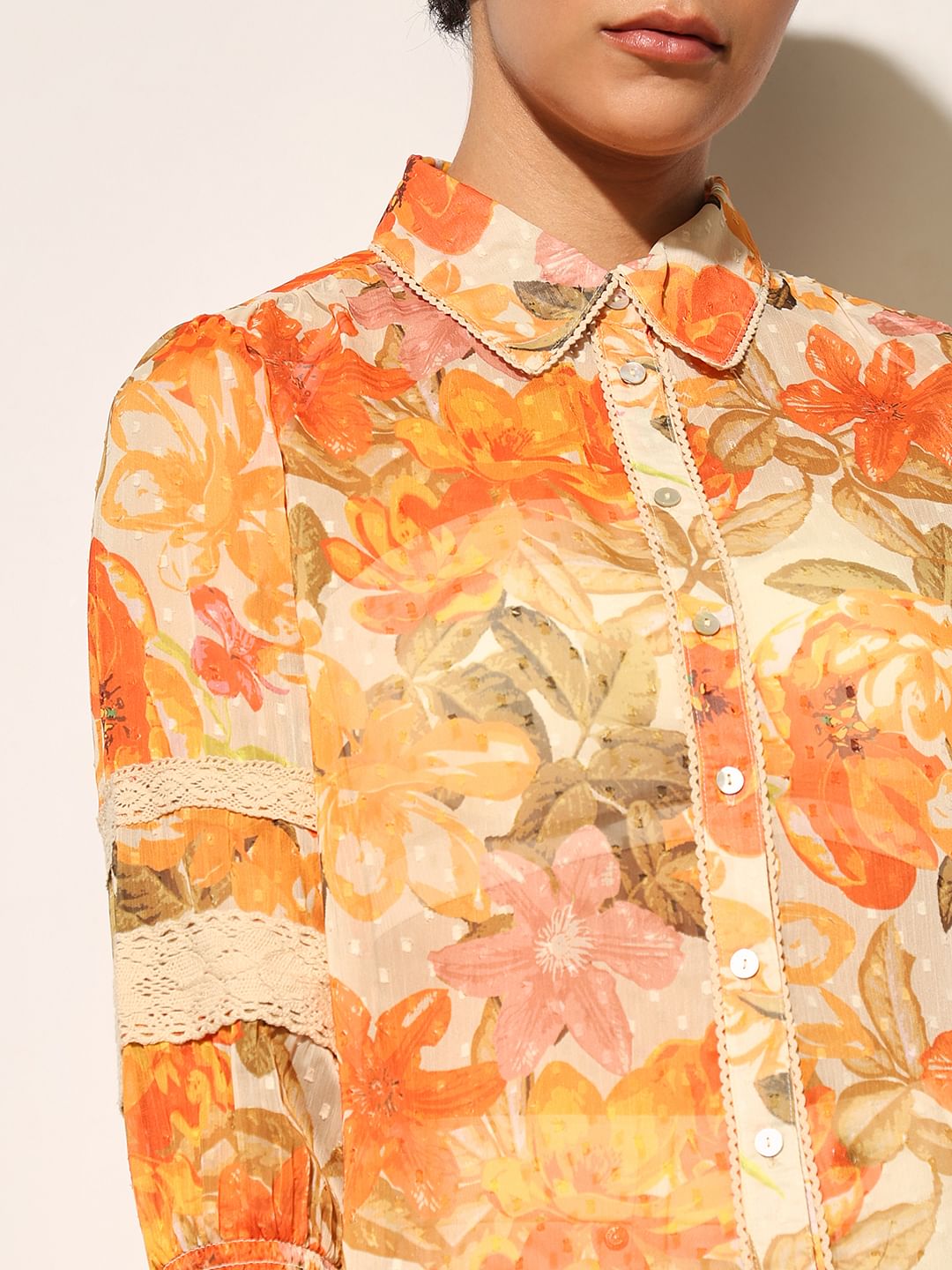 Orange Printed Shirt