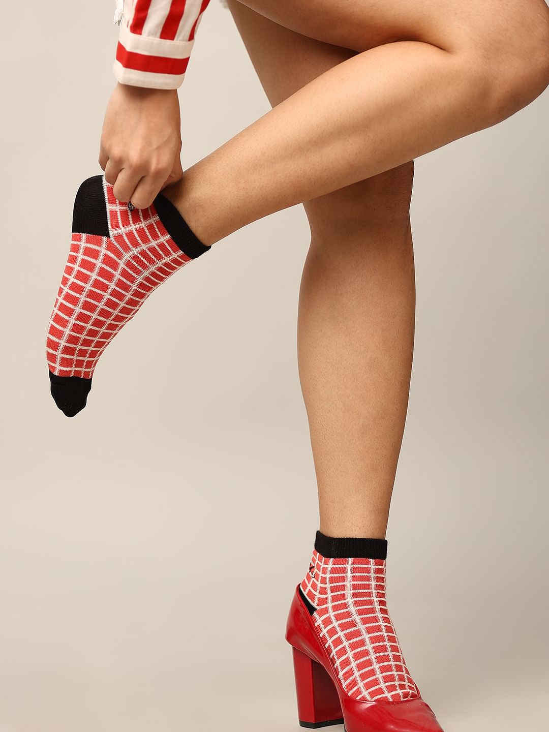 Pack Of 3 Geometric Print Ankle Length Socks