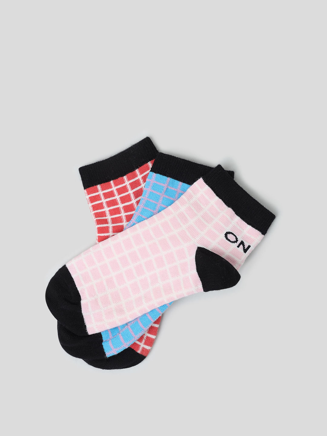 Pack Of 3 Geometric Print Ankle Length Socks