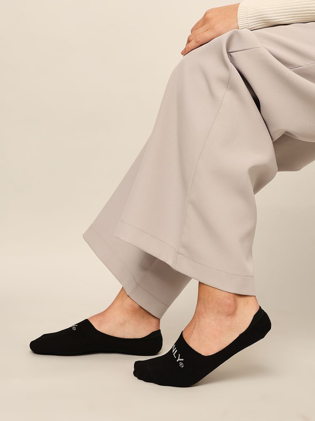 Pack Of 3 No Show Socks - Black, White, Grey