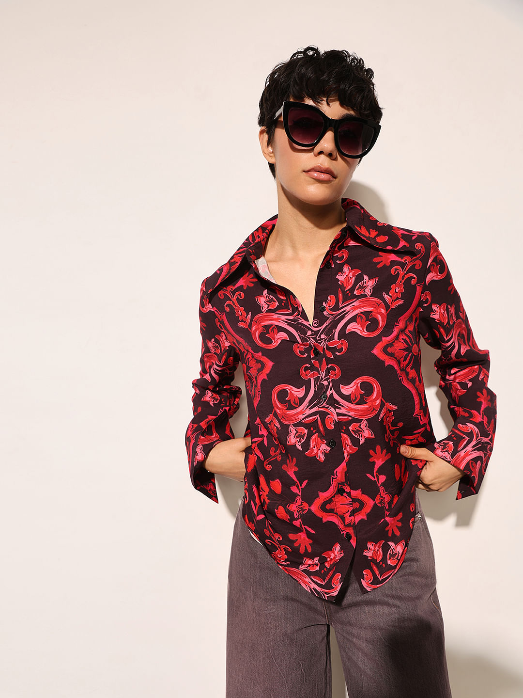 Black Abstract Print Shirt