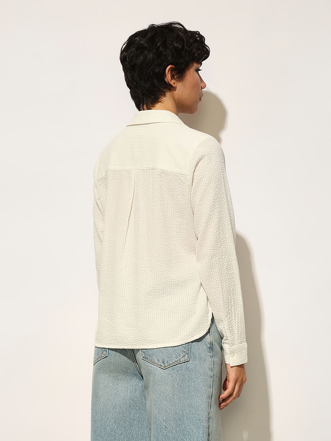 White Seersucker Cotton Shirt