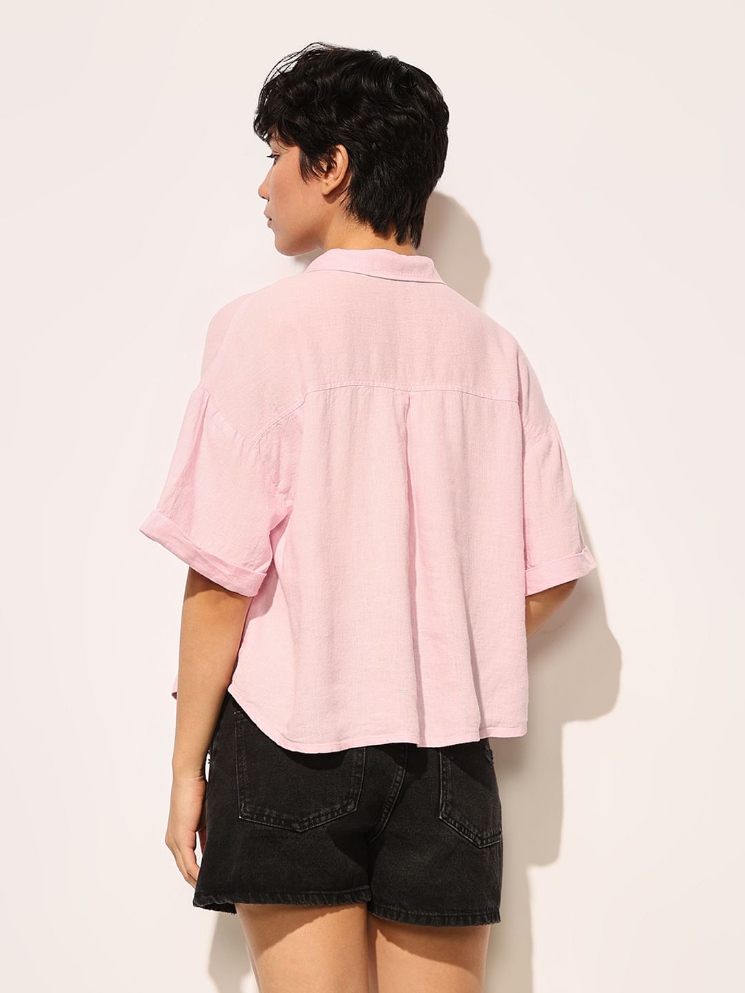 Pink Linen Oversized Shirt