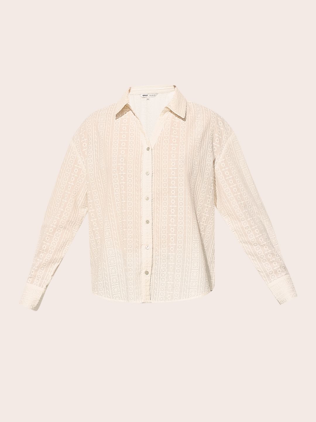 White Embroidered Cotton Shirt