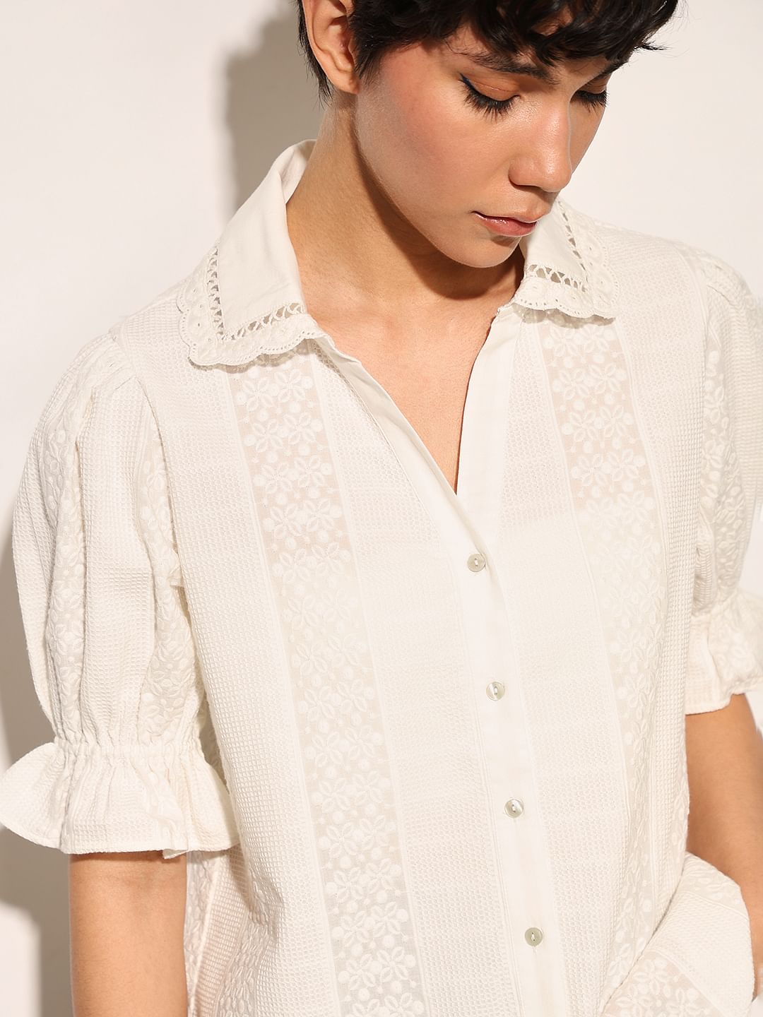 White Puff Sleeves Shirt