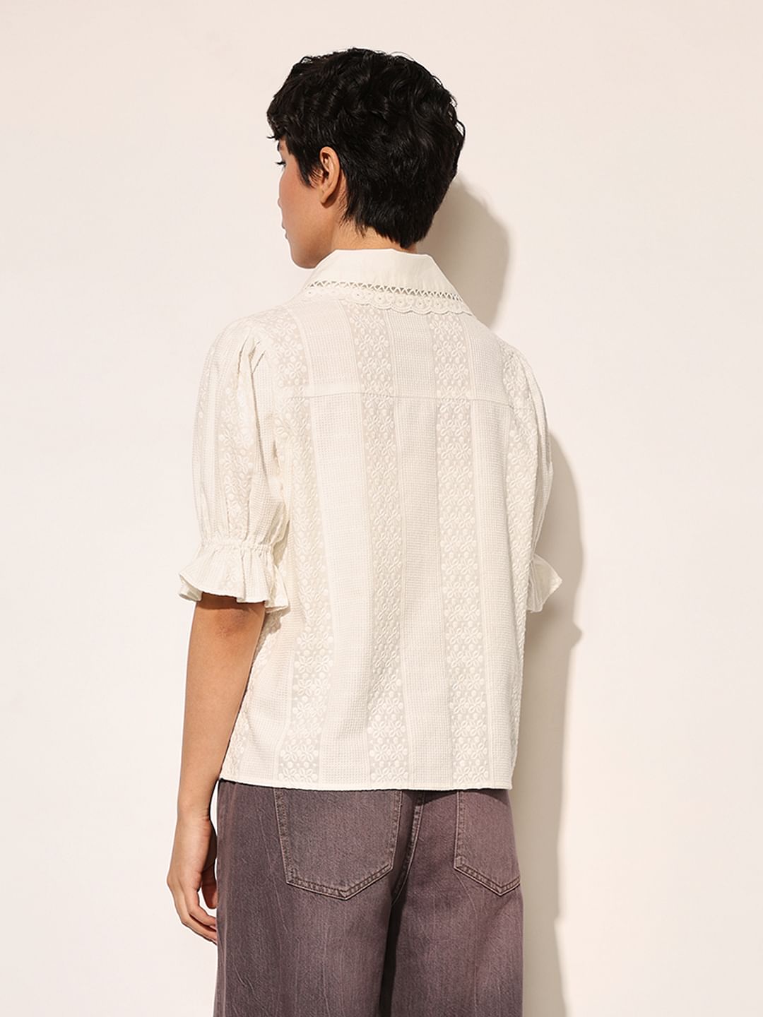 White Puff Sleeves Shirt