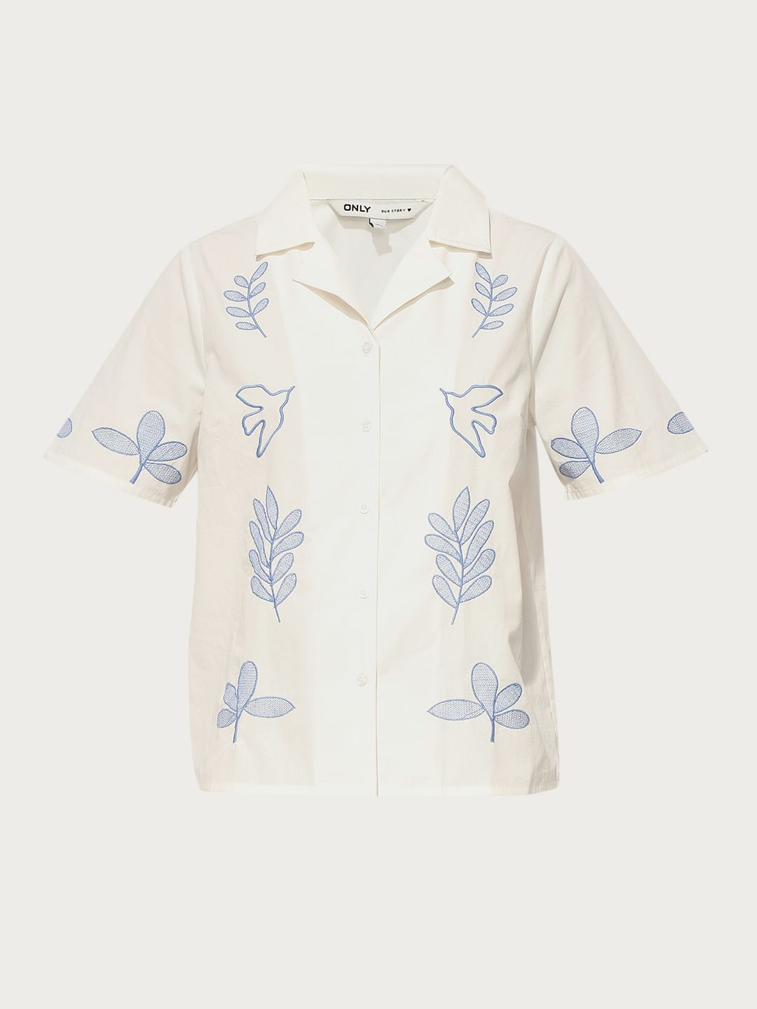 White Embroidered Resort Shirt