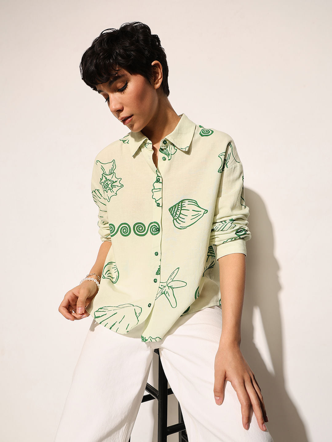 Green Seascape Print Shirt