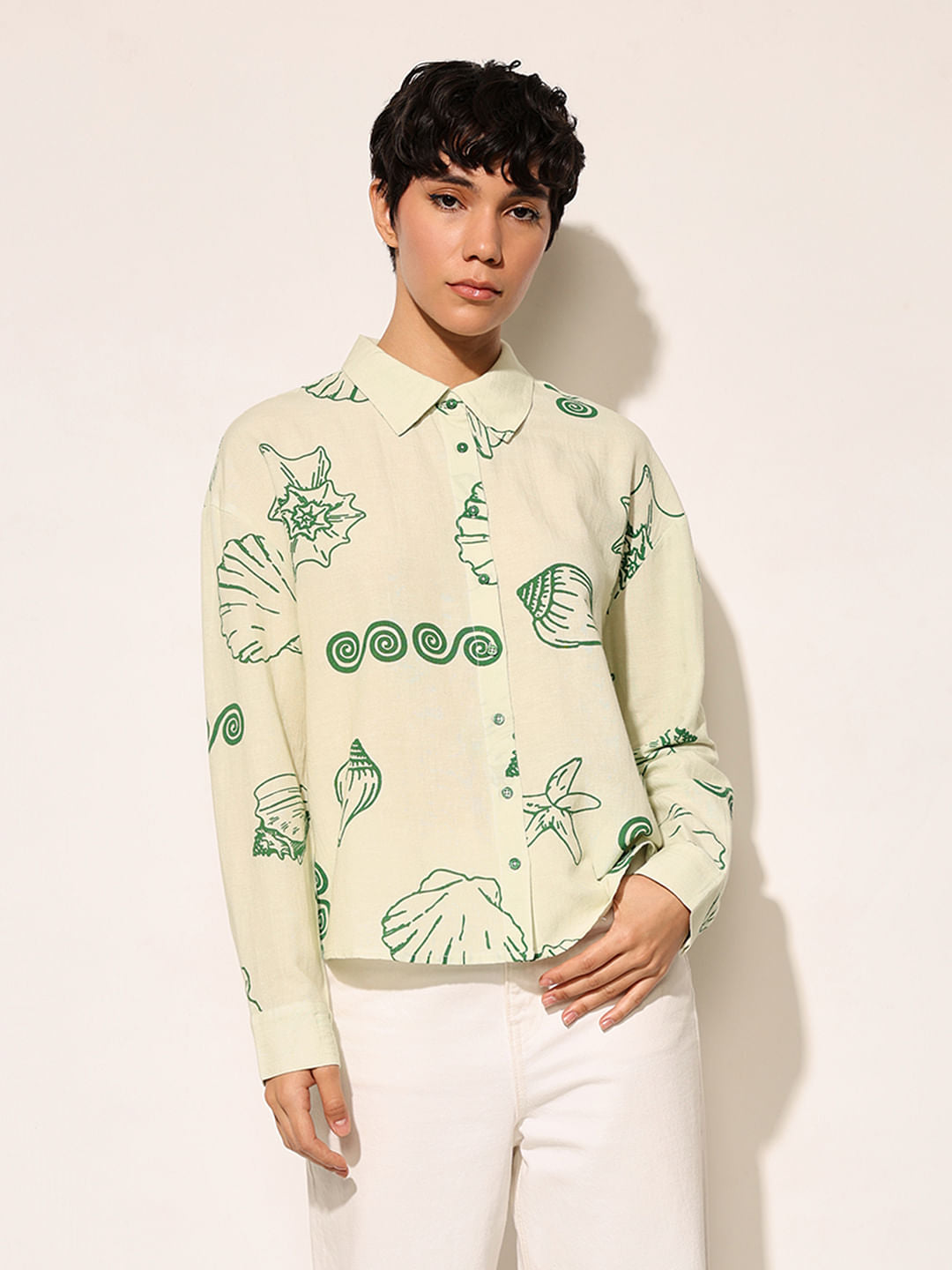 Green Seascape Print Shirt
