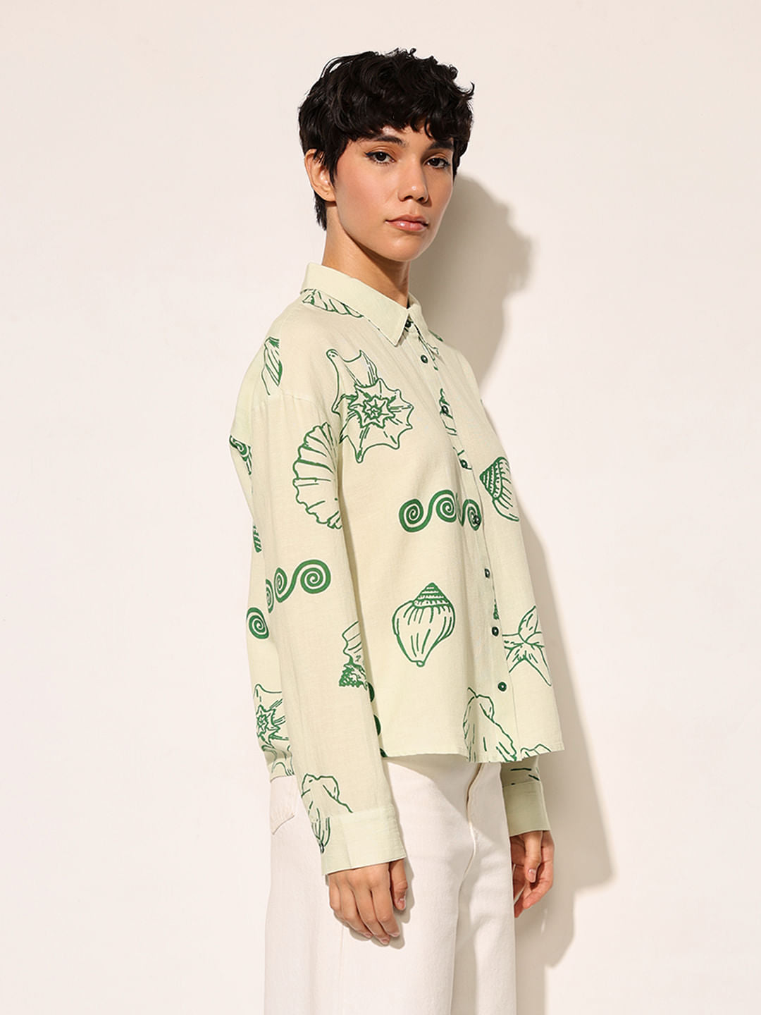 Green Seascape Print Shirt