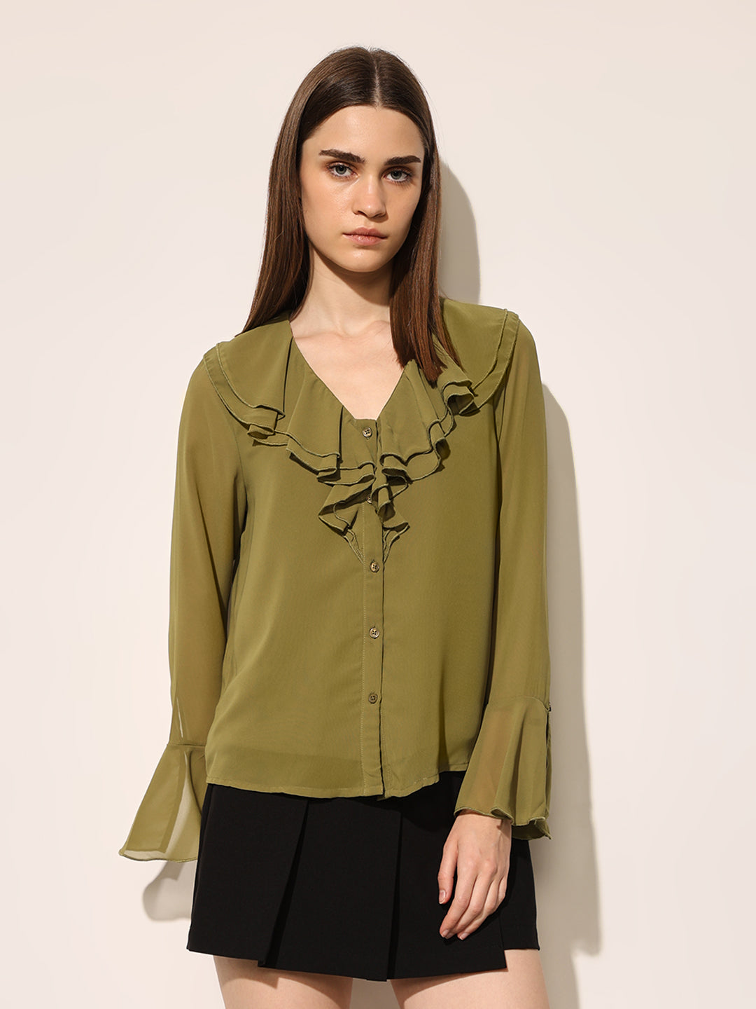 Olive Sheer Top