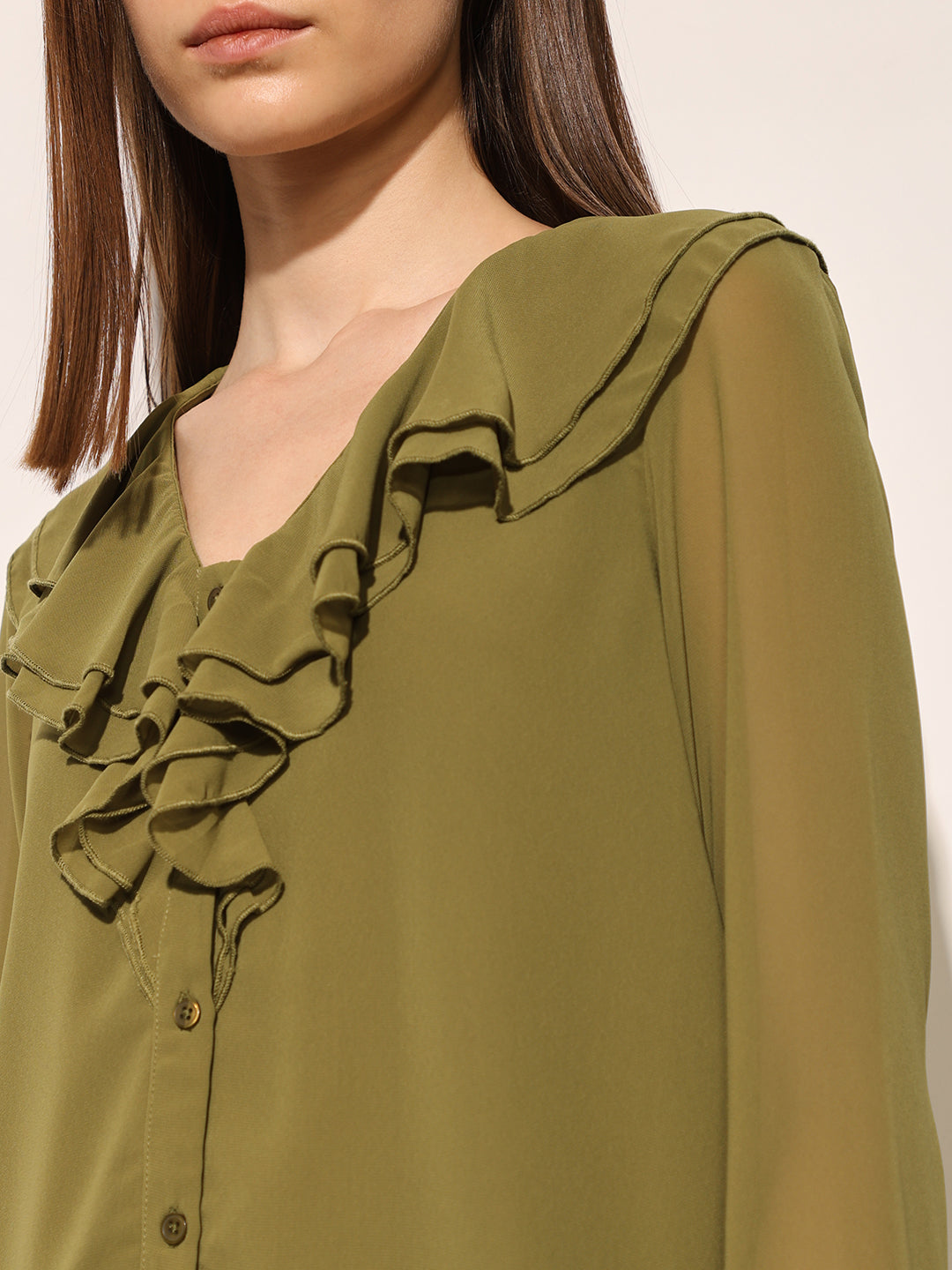 Olive Sheer Top