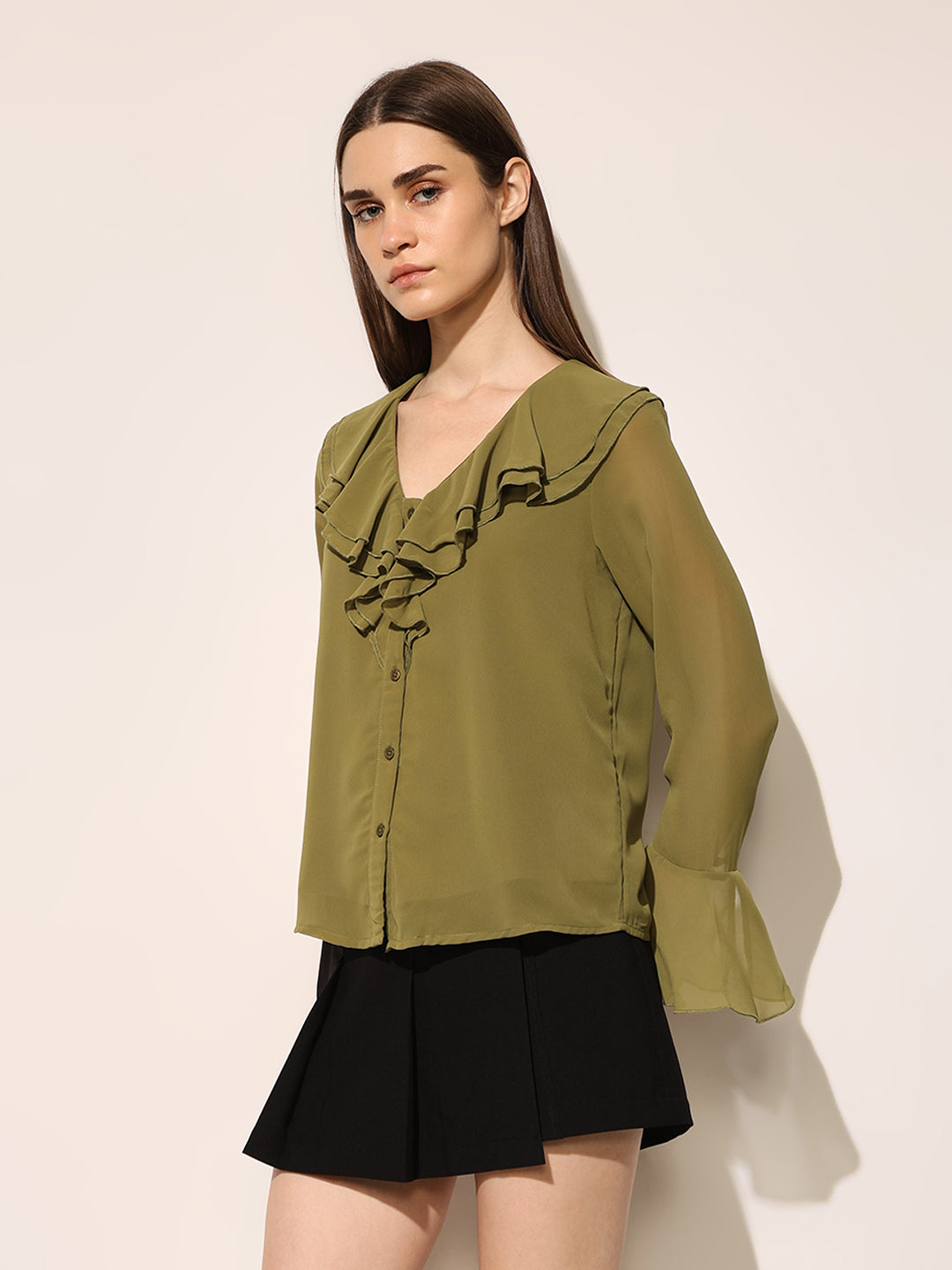 Olive Sheer Top