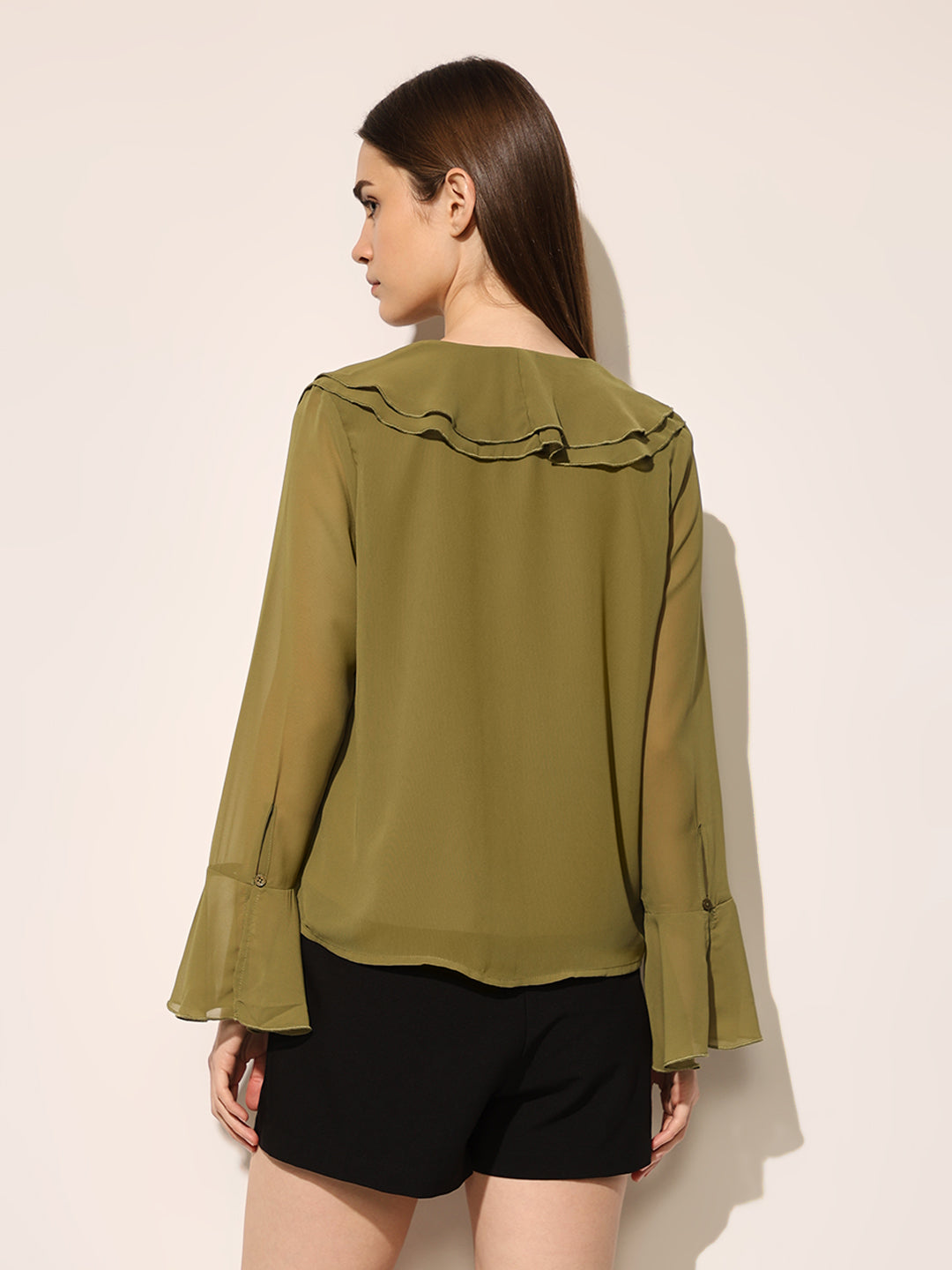 Olive Sheer Top