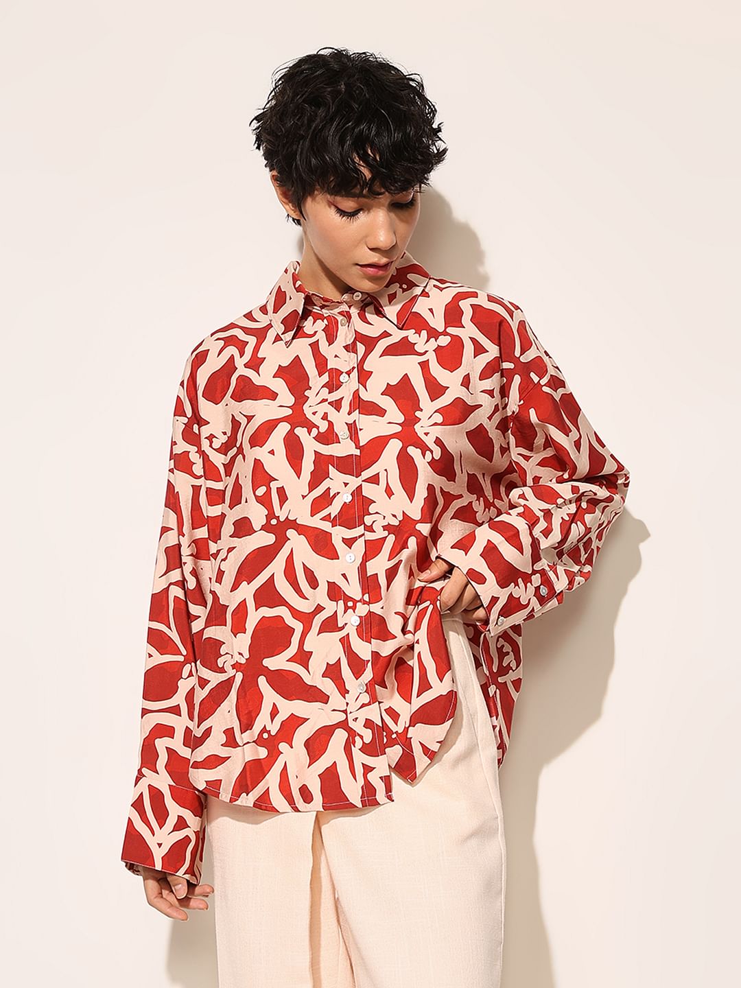 Rust Red Printed Shirt