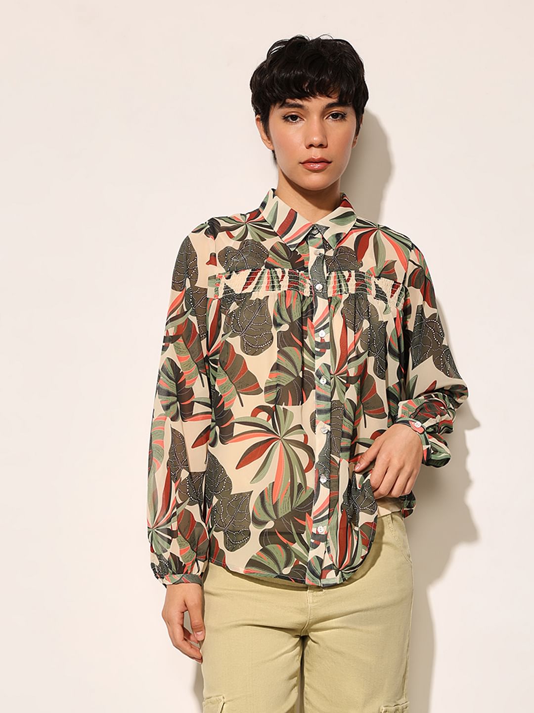 Green Abstract Print Shirt