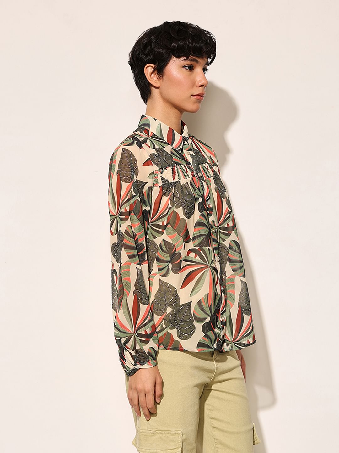 Green Abstract Print Shirt