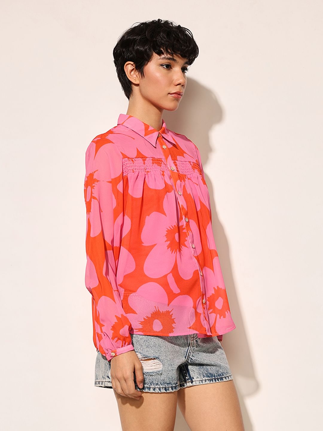 Pink Abstract Print Shirt