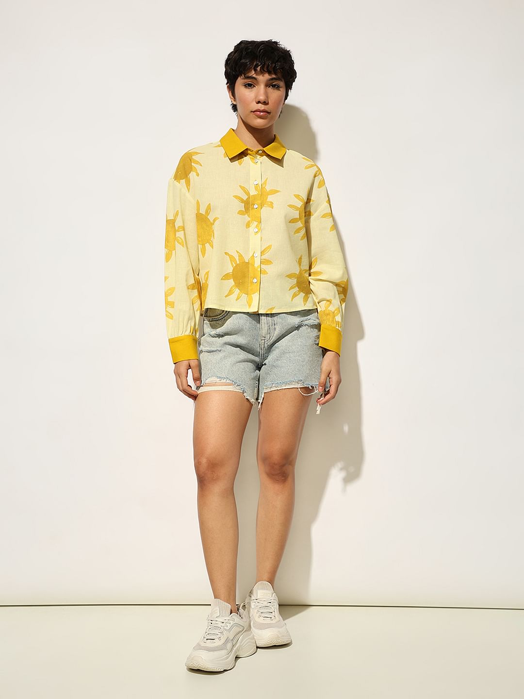 Yellow Printed Cotton Shirt