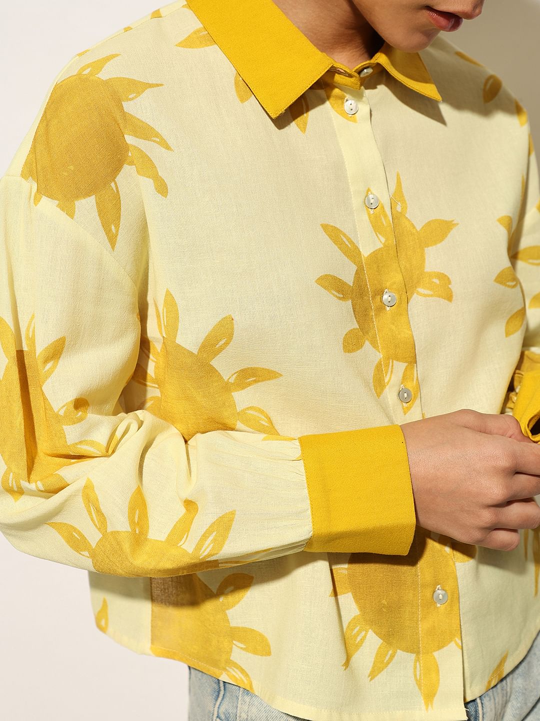 Yellow Printed Cotton Shirt