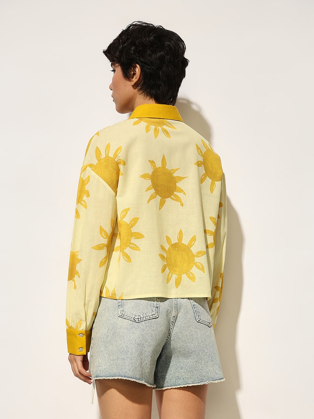 Yellow Printed Cotton Shirt