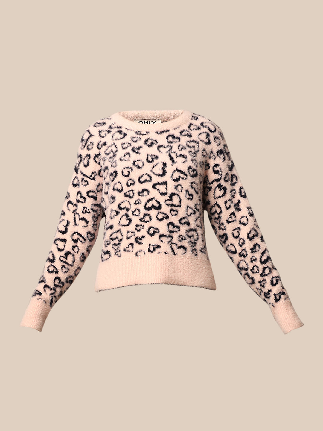 Pink Fluffy Jacquard Pullover
