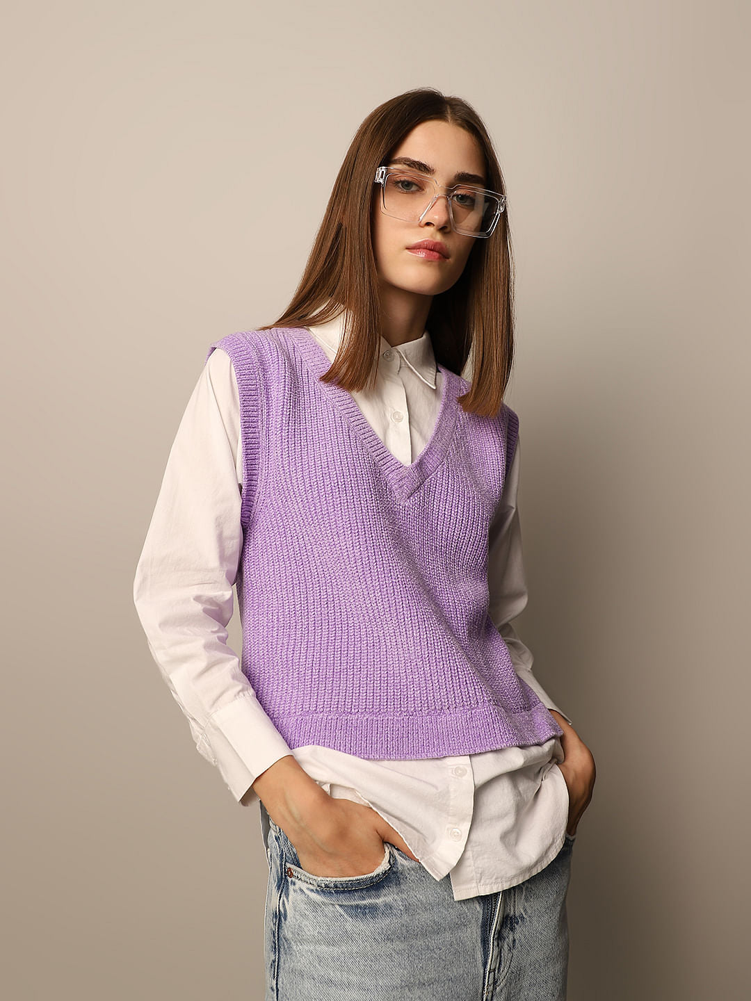 Purple Mock Shirt Pullover