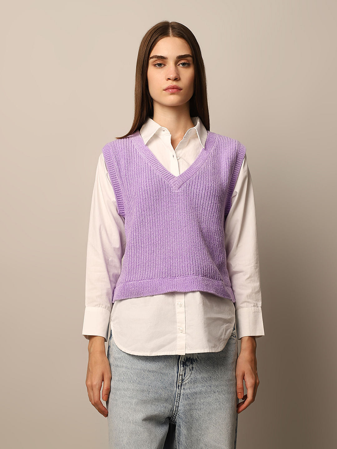 Purple Mock Shirt Pullover