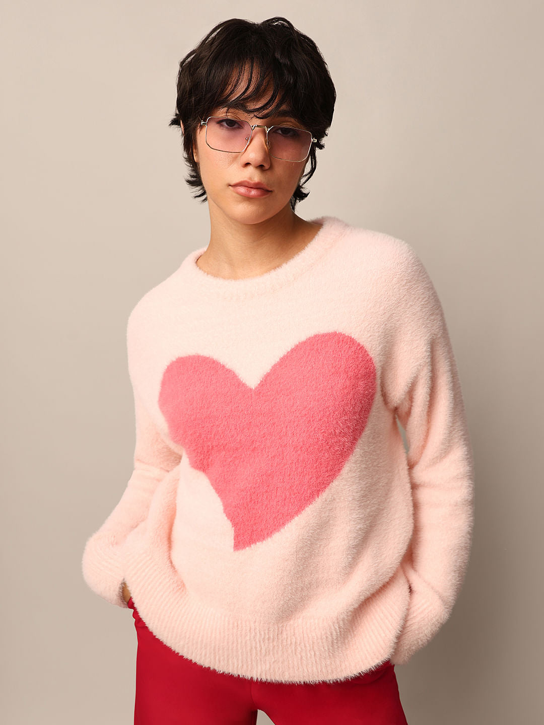 Pink Fuzzy Knit Pullover